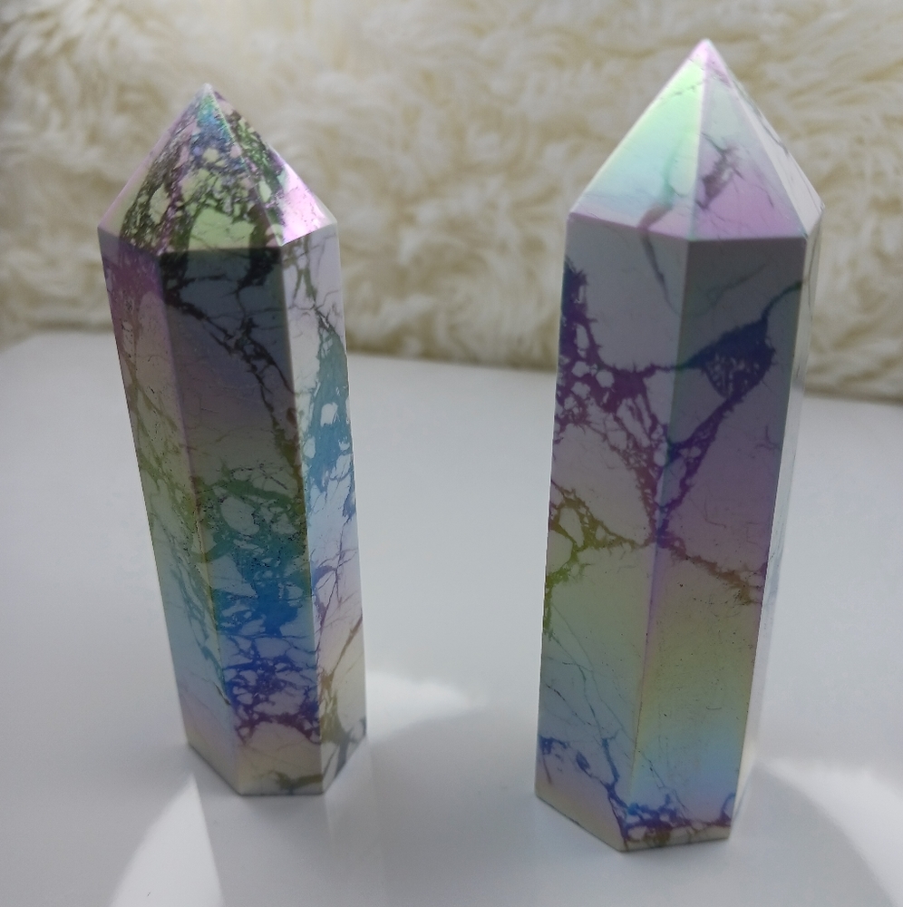Howlite Tower with Aura (Super Beautiful)